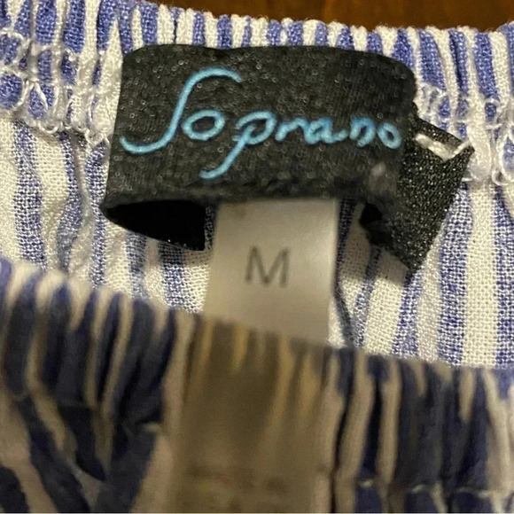 SOPRANO off the shoulder Size M top blue/white striped - Picture 2 of 3